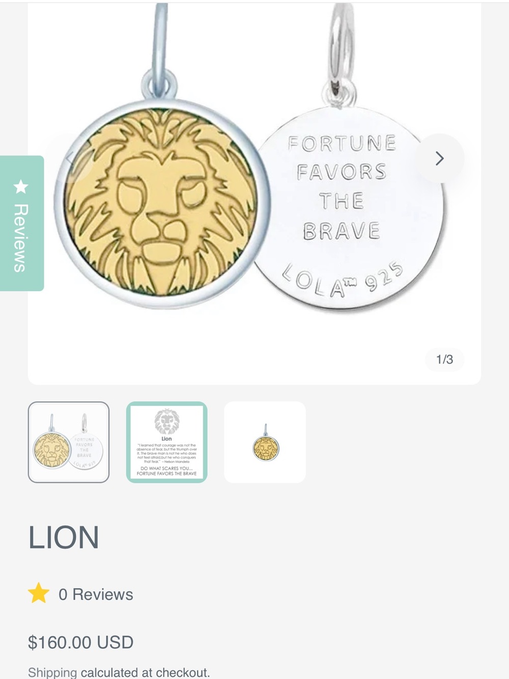 Lola Comapny Two-Tone Lion Pendant in Gold and Silver